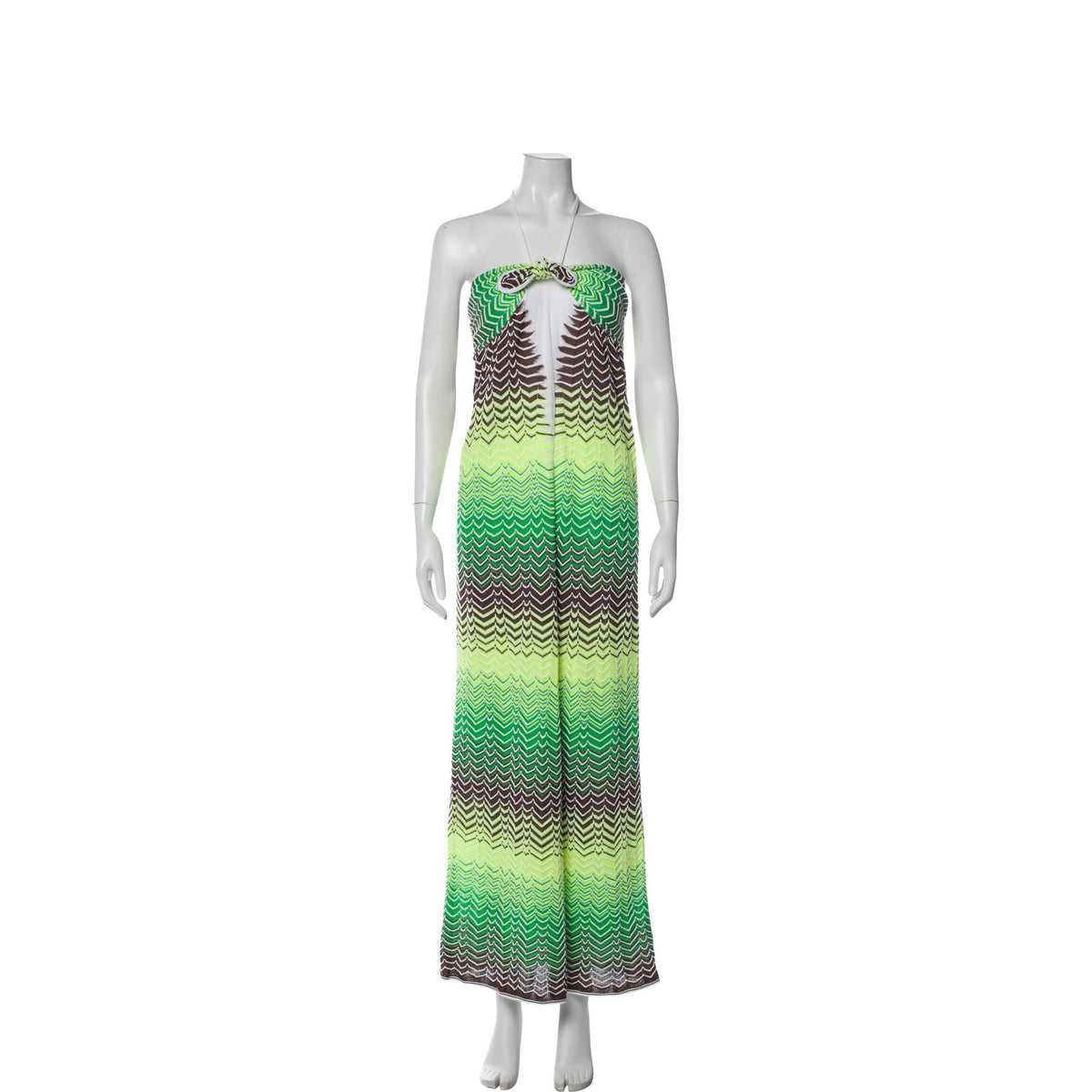 M Missoni çizgili halter elbise — ön